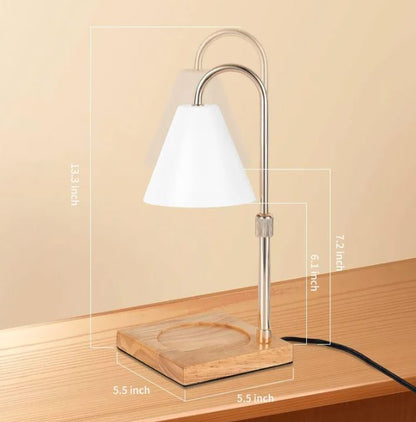 Candle Warmer Lamp With Timer Dimmer Adjustable Height, Wood Base Electric Top Down Melting Wax Melt Warmer For Jar Candles