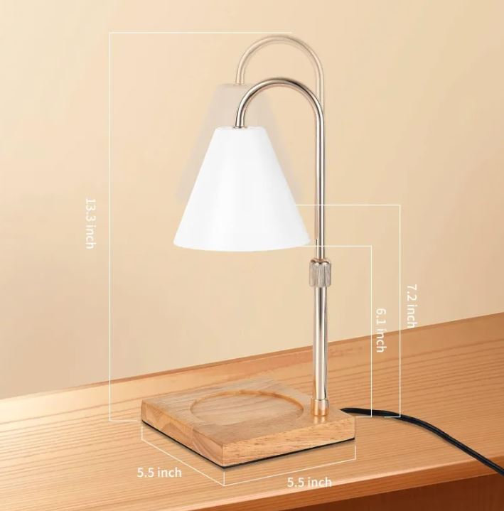 Candle Warmer Lamp With Timer Dimmer Adjustable Height, Wood Base Electric Top Down Melting Wax Melt Warmer For Jar Candles